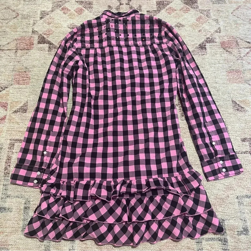 Y2K Victoria’s Secret Pink & black plaid babydoll shirt dress ruffled hem size M - Picture 12 of 12